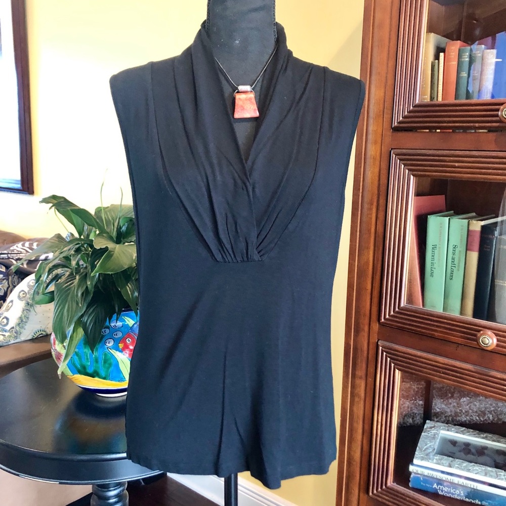 Tweed black V -neck tank top - PXL